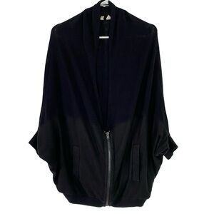 Anthropologie Moth Black Cardigan Sweater Womens Size Medium Oversized Half Zip